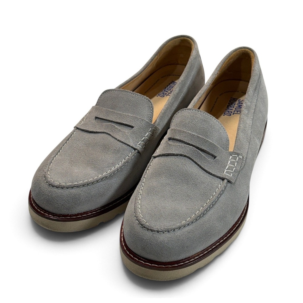 Samuel Hubbard Gray Suede Penny Loafers Mens 9 W2200 609 Lug Sole Portugal